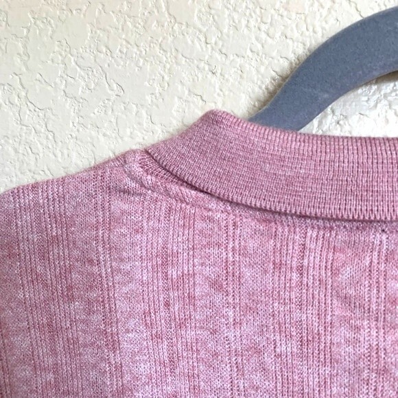 ZARA Light Mauve top women long sleeve collar top with a lettuce hem size S chic - Picture 6 of 6